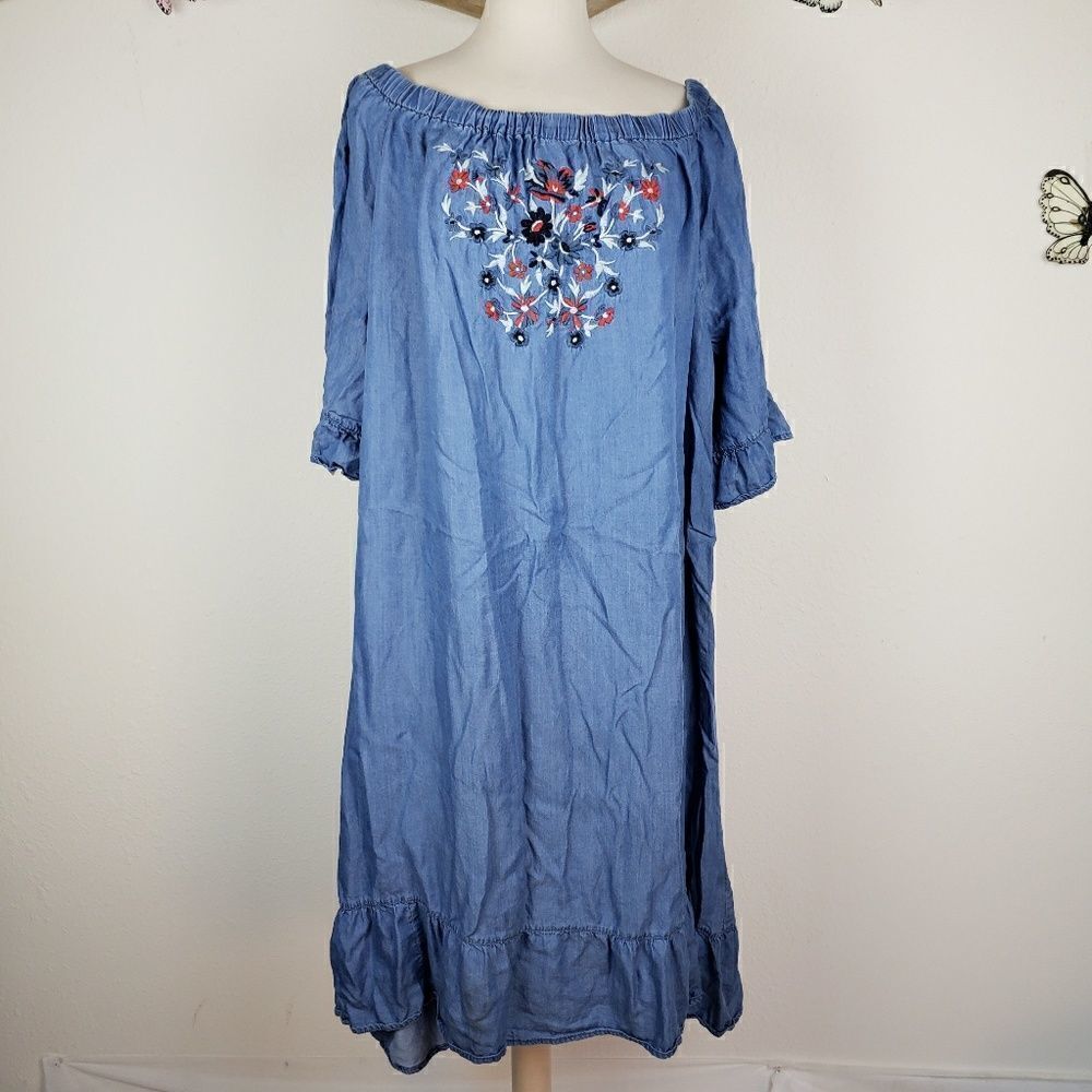 Dreams Co  off the shoulder  chambray dress